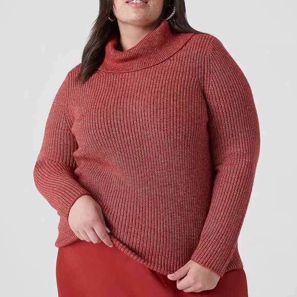 LANE BRYANT - Long-Sleeve Cowlneck Rib Sweater - Picture 1 of 4